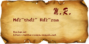 Máthé Rózsa névjegykártya